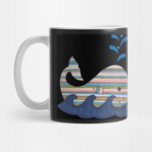 Striped Whale on Black Mug